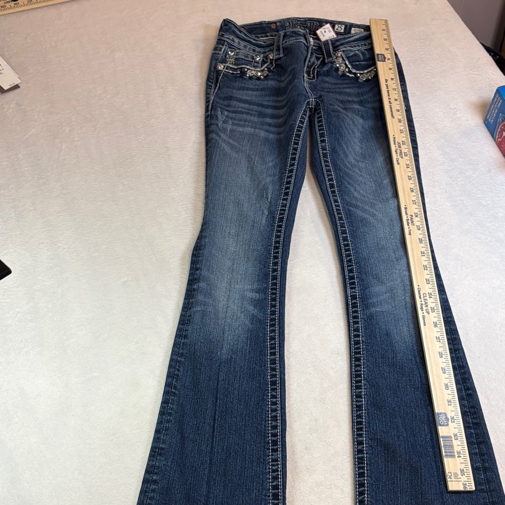 Miss Me Dark Blue Embellished Flare Jeans